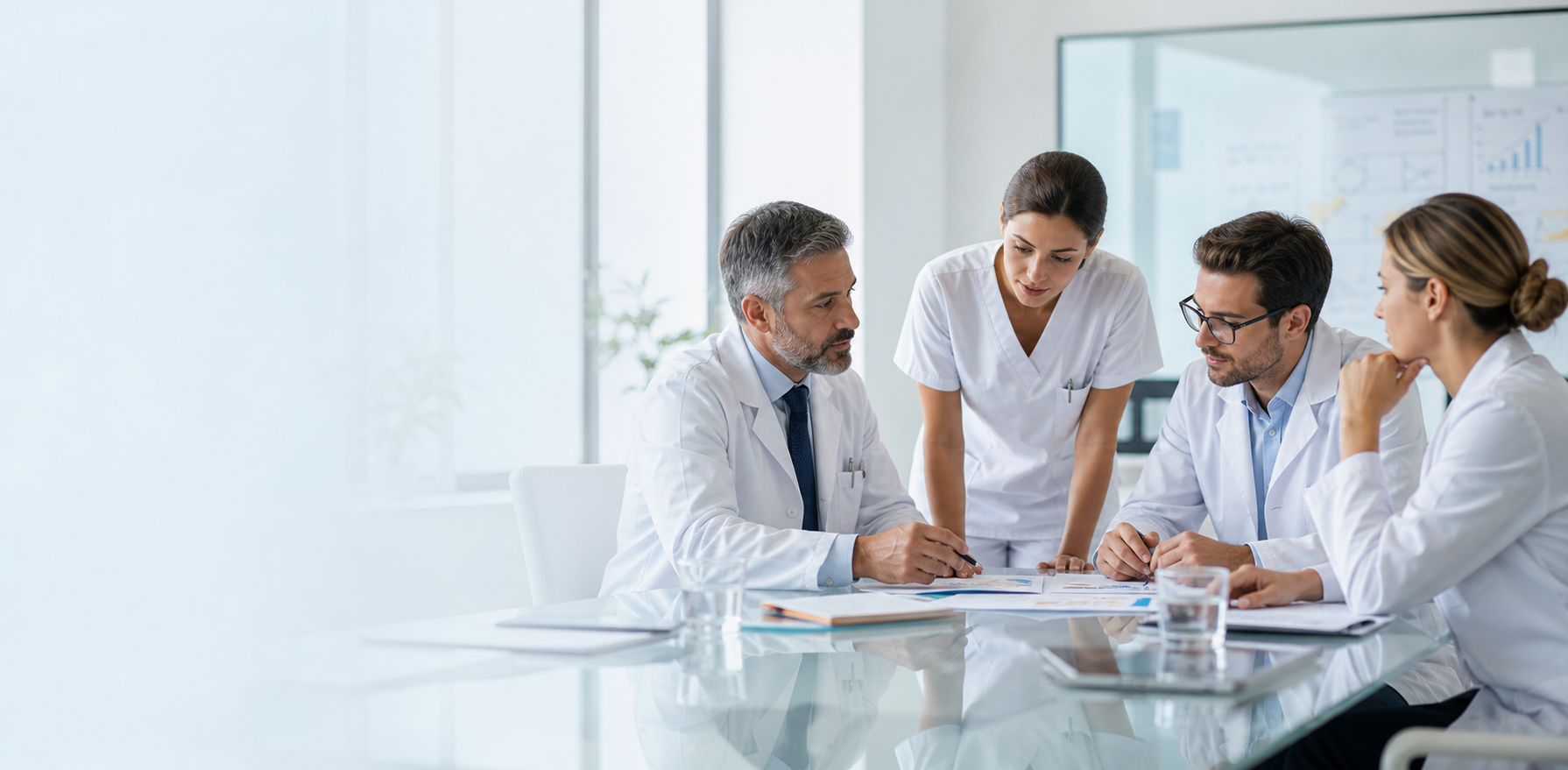 Team clinico AI Med Academy durante una discussione operativa